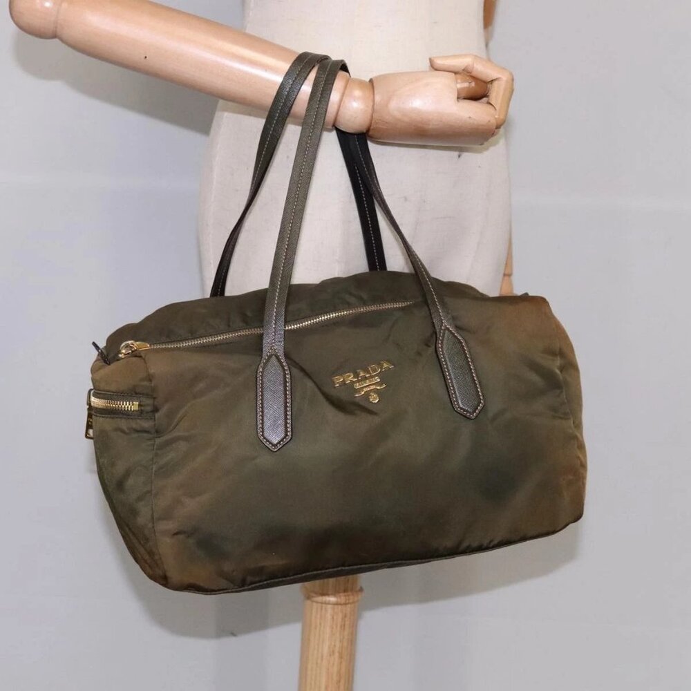 PRADA Boston Bag Nylon Khaki Gold Auth bs21678 - Picture 14 of 16